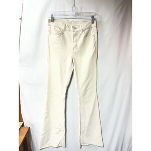 Mother Cream Leather High Waisted Flare Pants Trousers Off White Cream Size 28